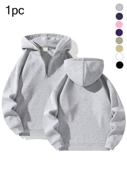 Men's Half Zip Drop Shoulder Hoodie Casual Sweatshirt