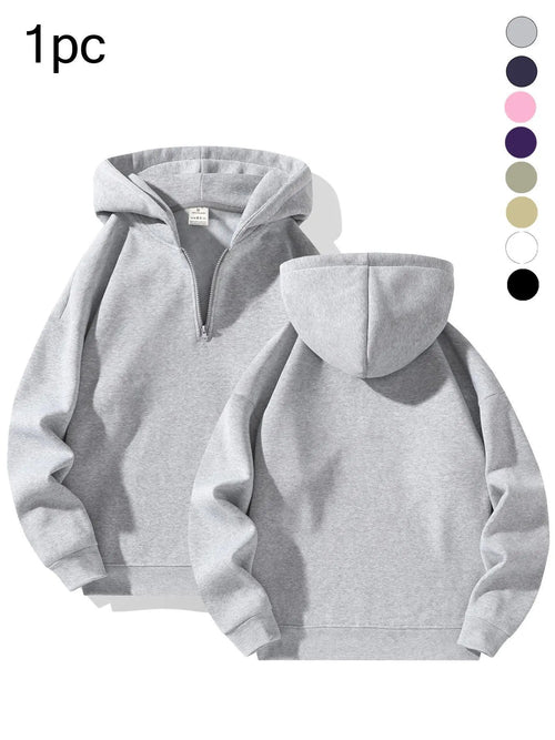 Men's Half Zip Drop Shoulder Hoodie Casual Sweatshirt